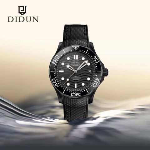 DIDUN 迪頓 Seamaster 300 海馬系列 陶瓷外圈 波浪 面盤 設計 單向 旋轉 錶圈 日期 顯示 潛水 運動 機械錶 星辰