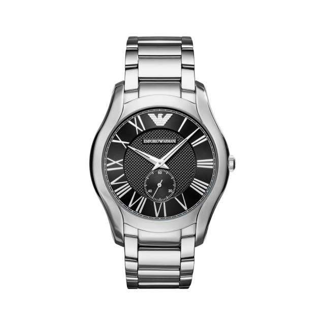 EMPORIO ARMANI 美式羅馬時標紋路面盤時尚腕錶-時尚黑/AR11086/台灣總代理公司貨享兩年保固