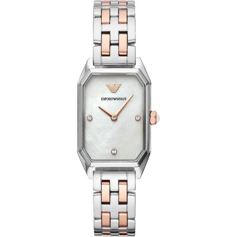 618購物節★精選推薦Emporio Armani 亞曼尼 方形珍珠貝晶鑽女錶 AR11146