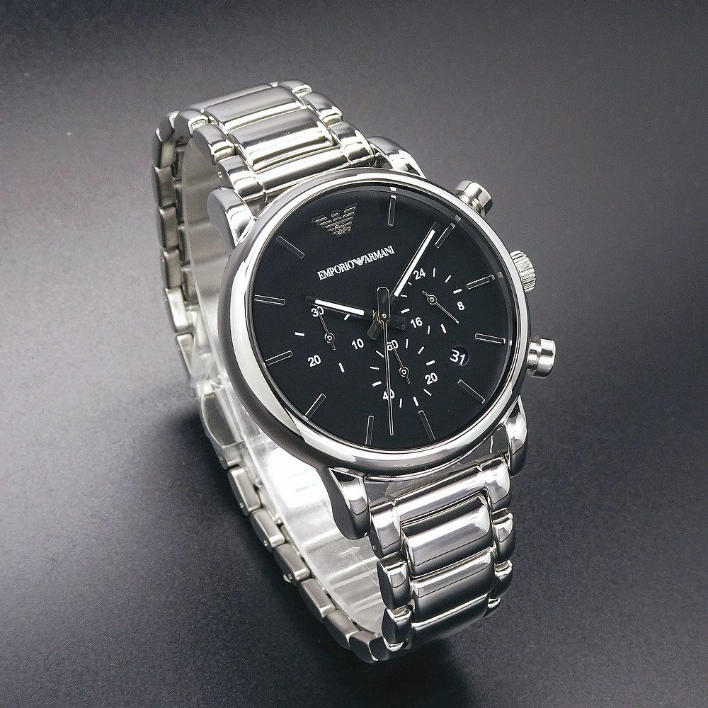 ARMANI 簡單上班族的時尚經典優質三眼鋼帶腕錶-銀-AR1853 - PChome 24h購物