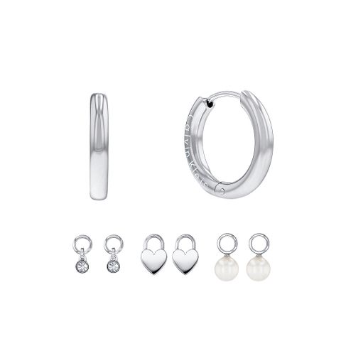 下單送▼飾品收納包Calvin Klein CK Huggie 3件可換墜耳環組 35700001