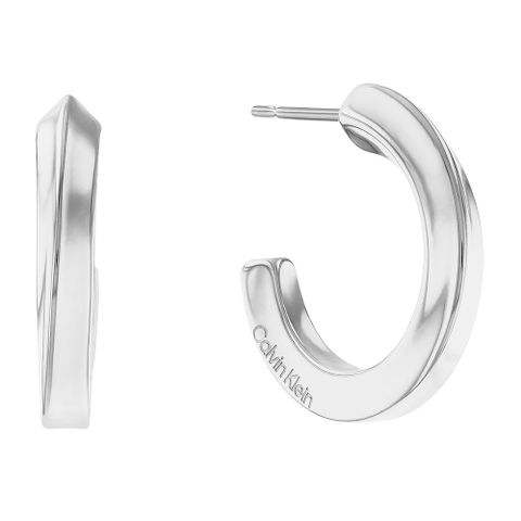 Calvin Klein CK TWISTED RING 扭紋環形耳環-銀 35000310