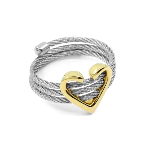 下單送▼飾品收納包CHARRIOL 夏利豪 Silver Ring with23K yellow gold plating 鋼索戒指 02-124-1263-1