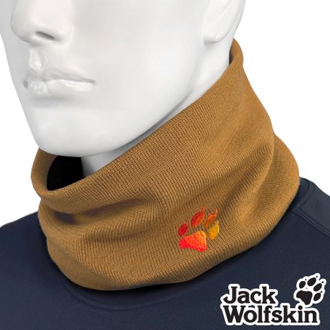 Jack Wolfskin 彩色LOGO針織保暖圍脖 圍巾 頭帶『焦糖棕』