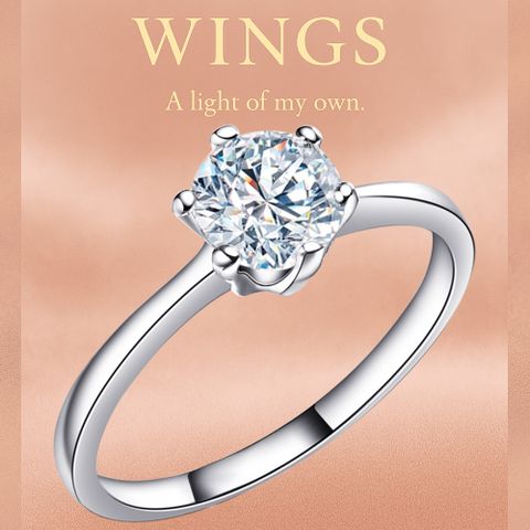 Wings 經典六爪鑲 八心八箭方晶鋯石美鑽戒指 RW038