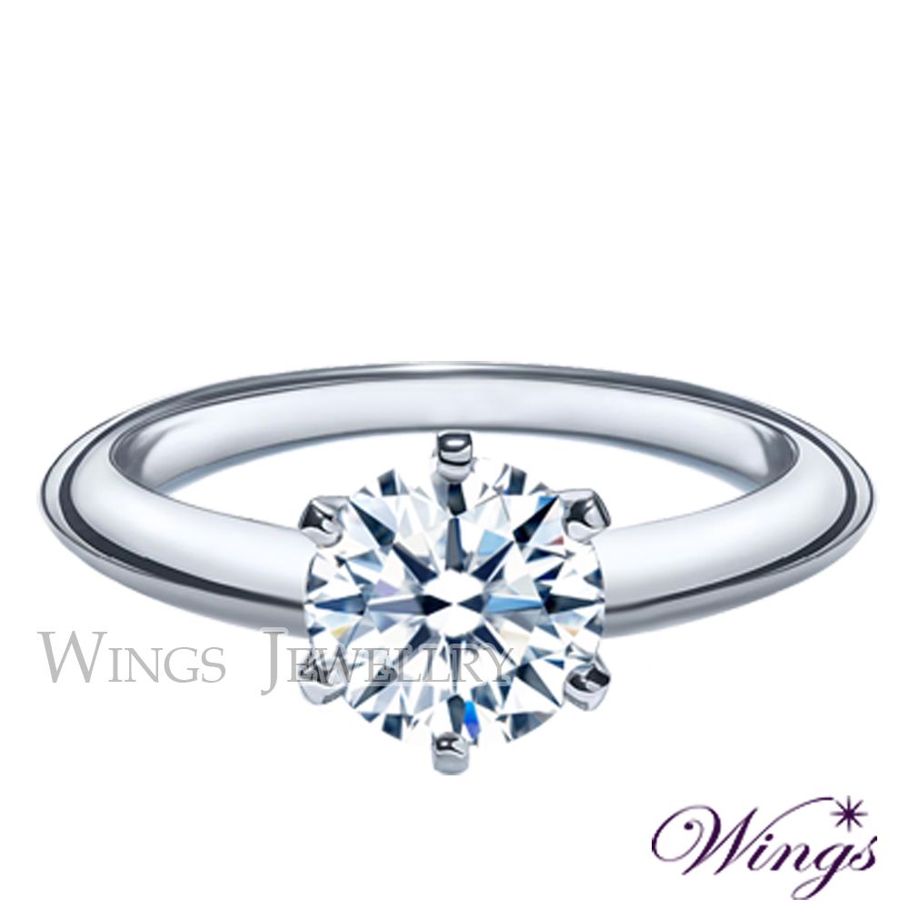 Wings 芸詩 一克拉八心八箭戒指《經典六爪鑲皇冠戒台》｜閃耀擬真鑽