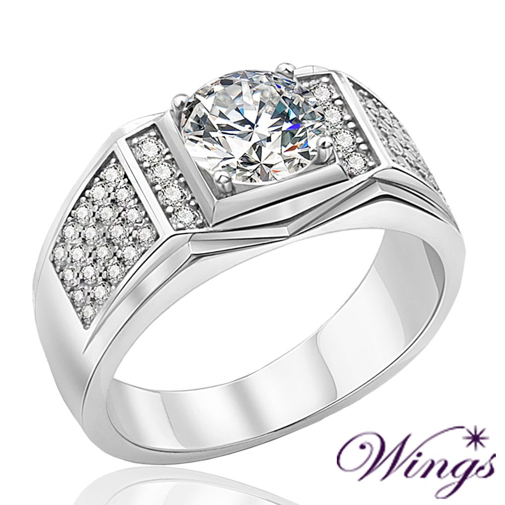 Wings 芸詩 頂級八心八箭 恆星 兩克拉擬真鑽男戒