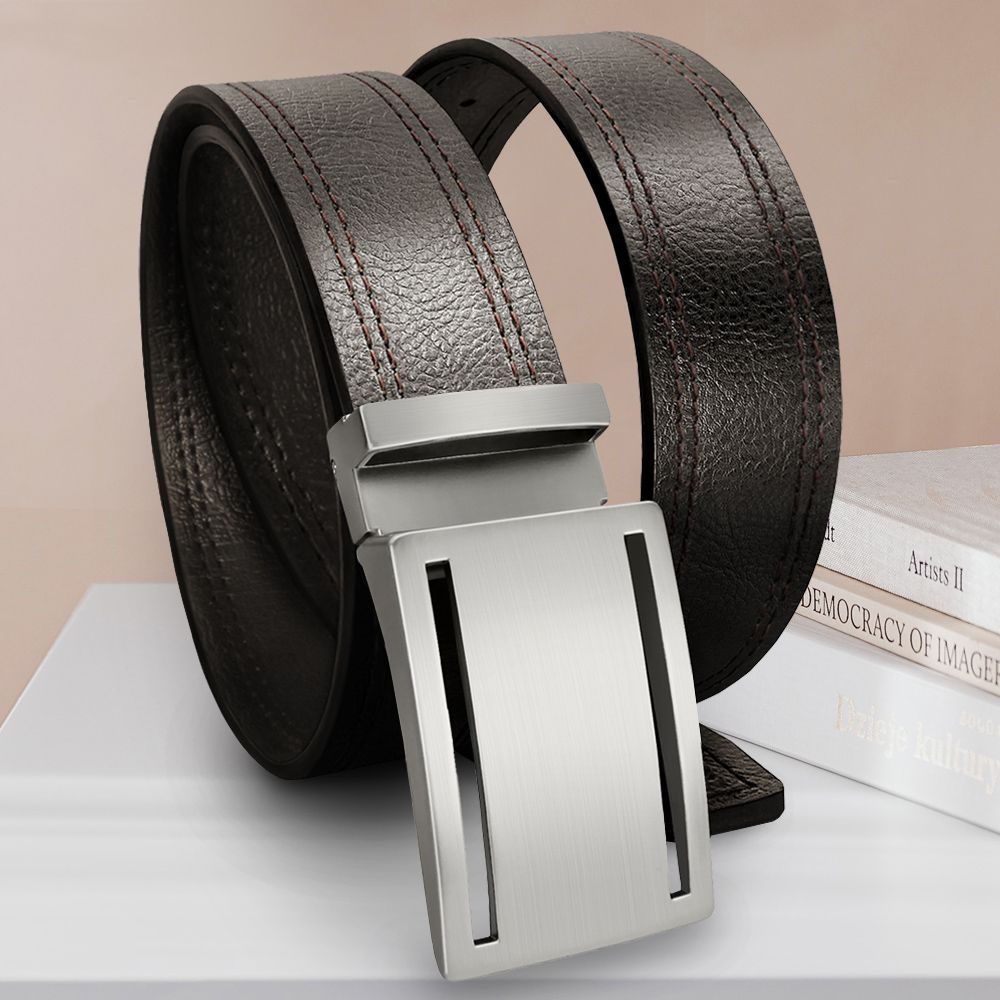 CH-BELT 銓丞皮帶 男士時尚荔枝紋造型紳士扣男皮帶腰帶(黑/咖)