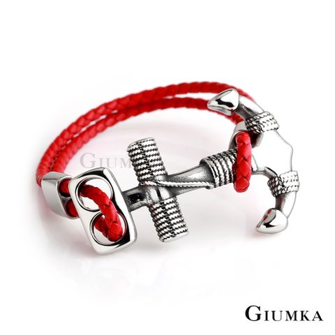 GIUMKA．男手鍊．編織皮革．船錨