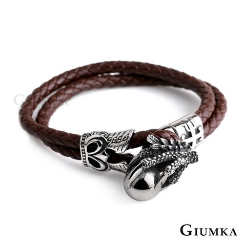 GIUMKA．男手鍊．編織皮革．龍爪
