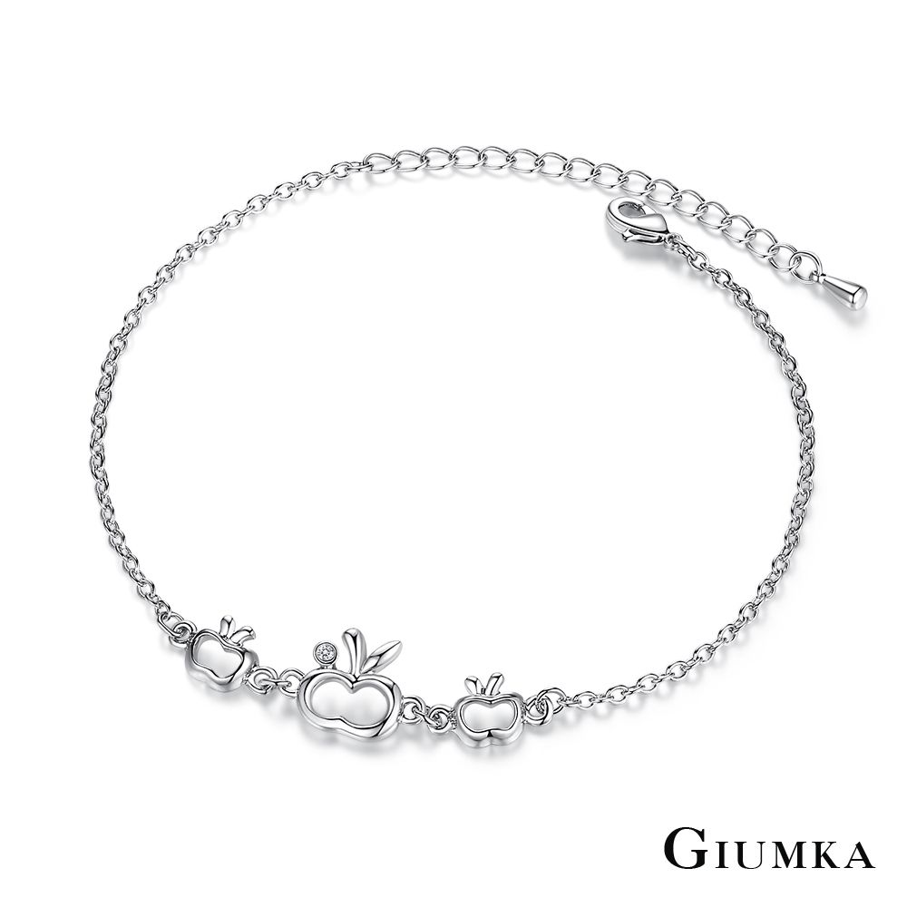 GIUMKA 甜美蘋果腳鍊 精鍍正白K 甜美淑女款腳鏈 銀色款 單個價格 ML20001-1