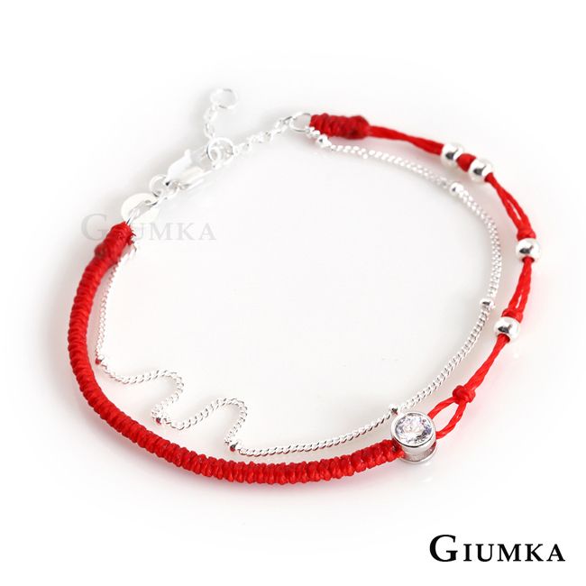 GIUMKA 純銀手鏈開運紅繩雙鍊單鑽蠟繩手鍊MHS07024 - PChome 24h購物