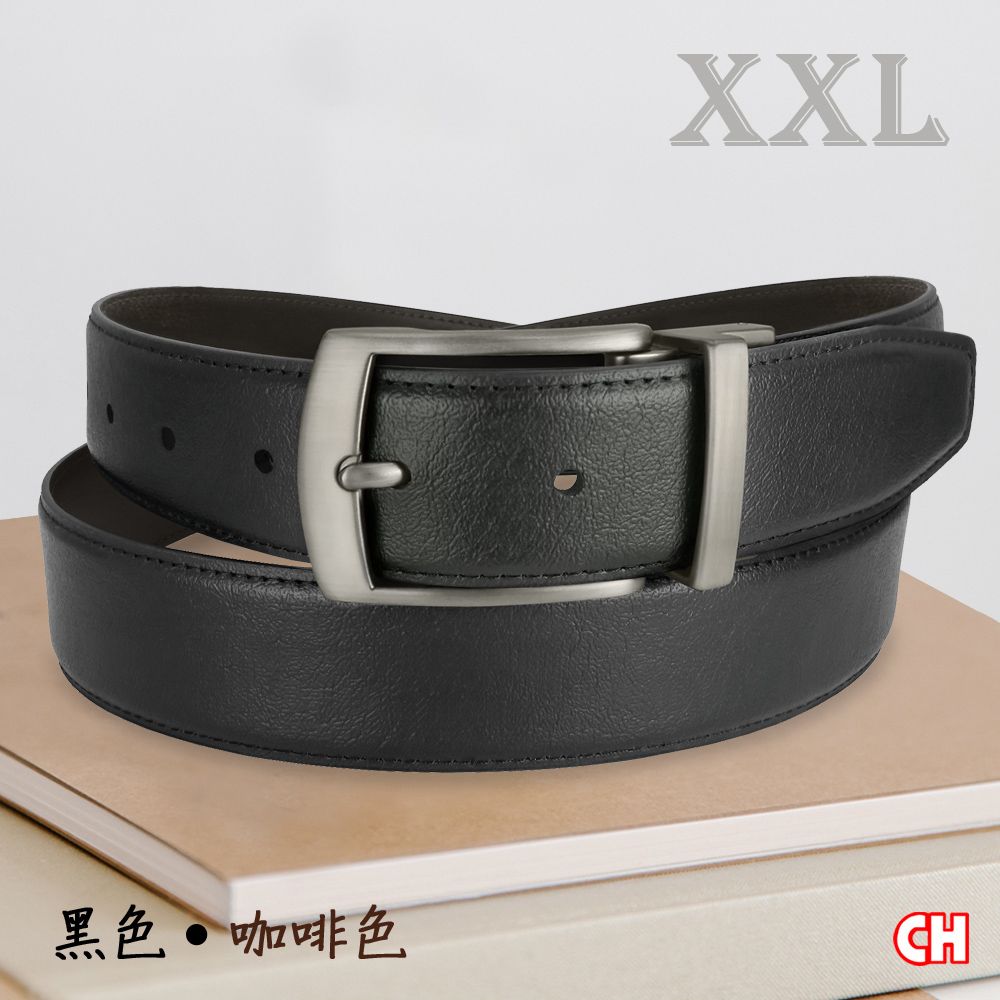 CH-BELT 銓丞皮帶 男加長皮帶 加大腰XXL 針扣夾座 男休閒皮帶(黑/咖XXL)
