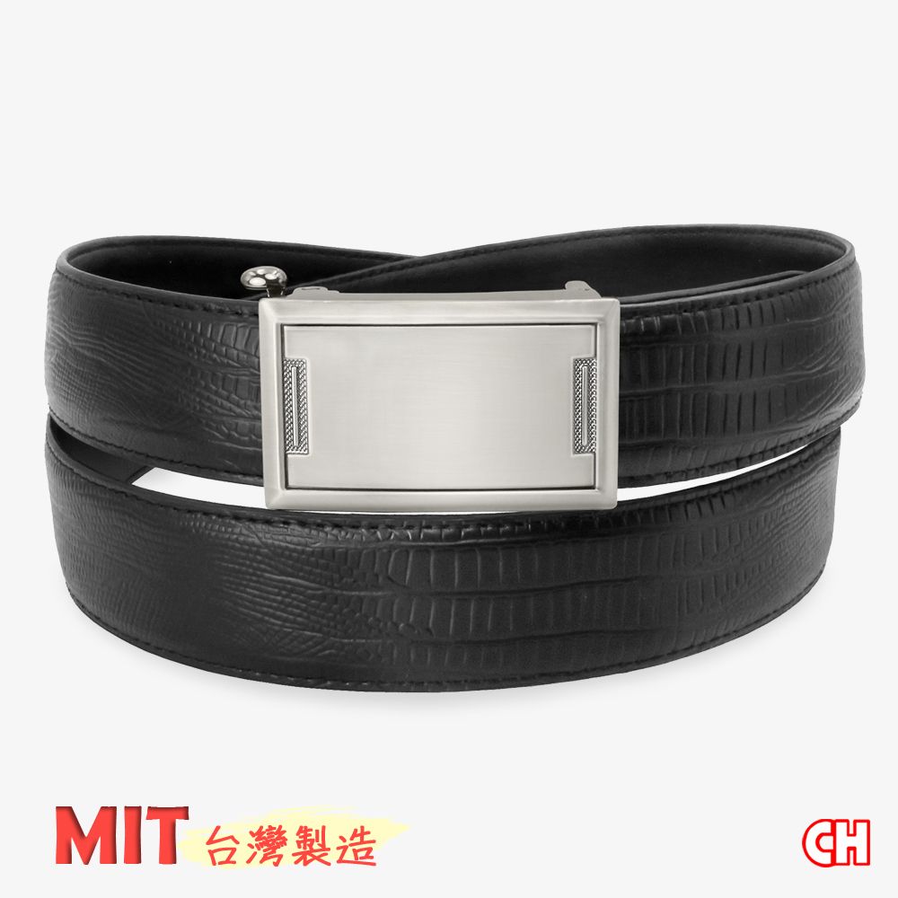 CH-BELT 銓丞皮帶 男內穿式自動扣皮帶 商務正式 男皮帶腰帶(黑)