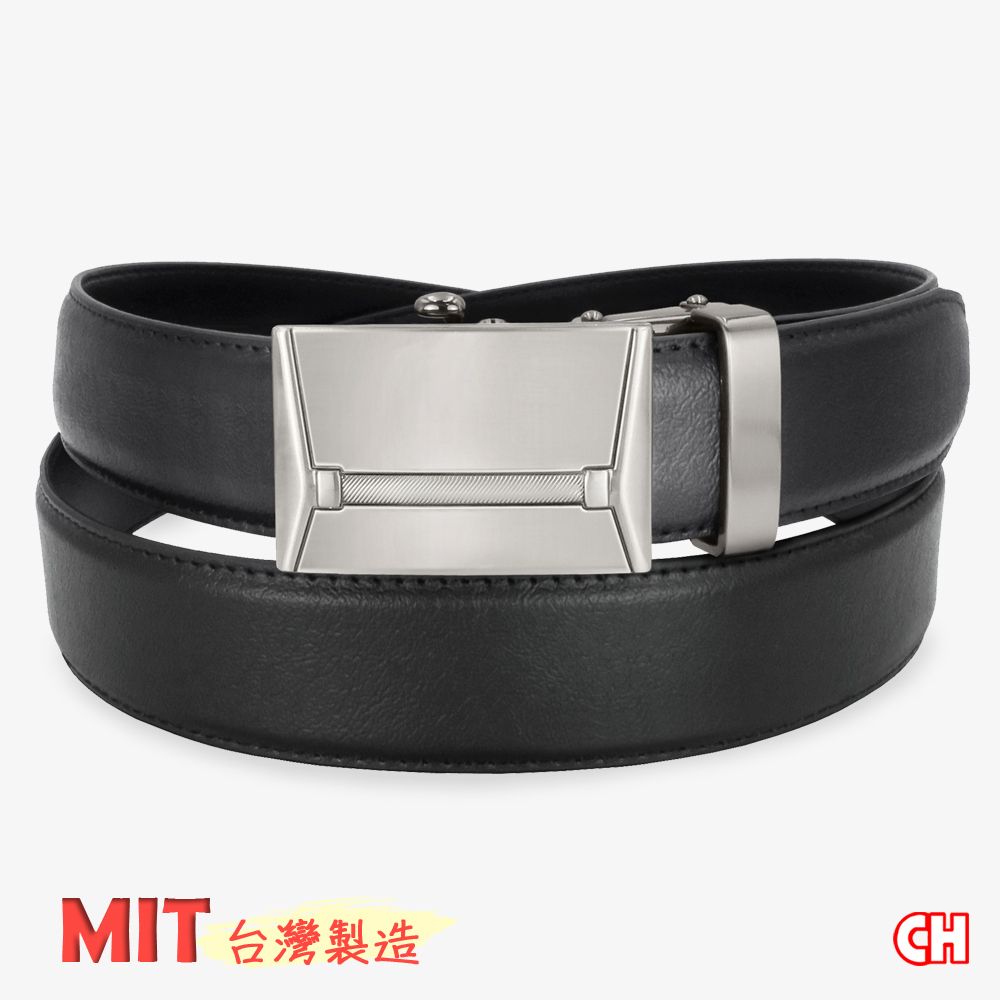 CH-BELT 銓丞皮帶 商務休閒 男自動扣皮帶 免打孔 男皮帶腰帶(黑)