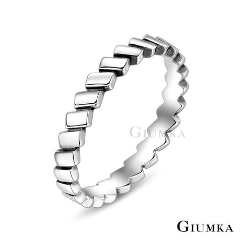 GIUMKA 戒指純銀防小人尾戒斜方塊造型