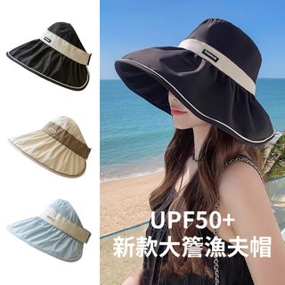 SUNORO 黑膠大帽簷空頂透氣防曬帽 輕盈戶外抗UV遮陽帽 太陽帽