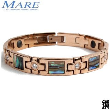 MARE 【-316L白鋼系列】金色情迷(玫金爪鑲鮑貝)寬 款