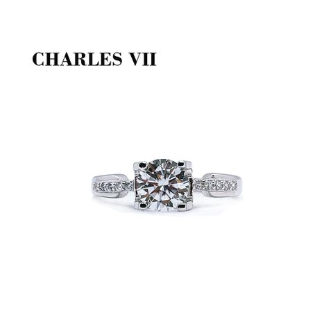 CHARLES VII 查爾七世 皇家訂製款一克拉女鑽戒/純銀戒台-心星相印