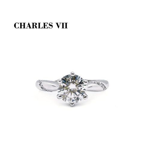CHARLES VII 查爾七世 皇家訂製款一克拉女鑽戒/純銀戒台-真愛永恆