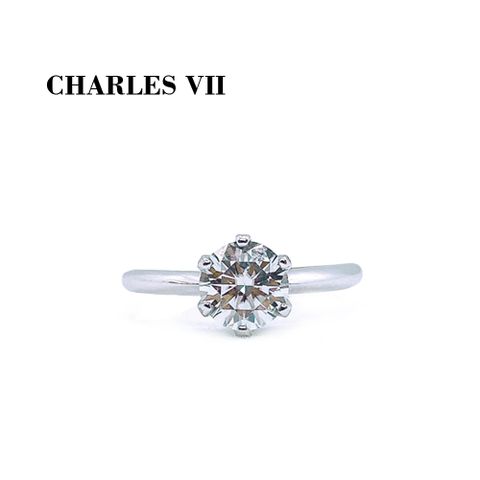 CHARLES VII 查爾七世 皇家訂製款一克拉女鑽戒/純銀戒台-清新甜美