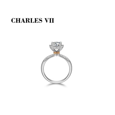 CHARLES VII 查爾七世 皇家訂製款一克拉女鑽戒/純銀戒台-愛心捧花