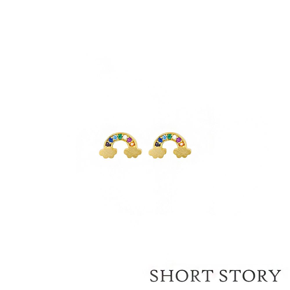 Short Story 繽紛彩紅鍍14K金耳環