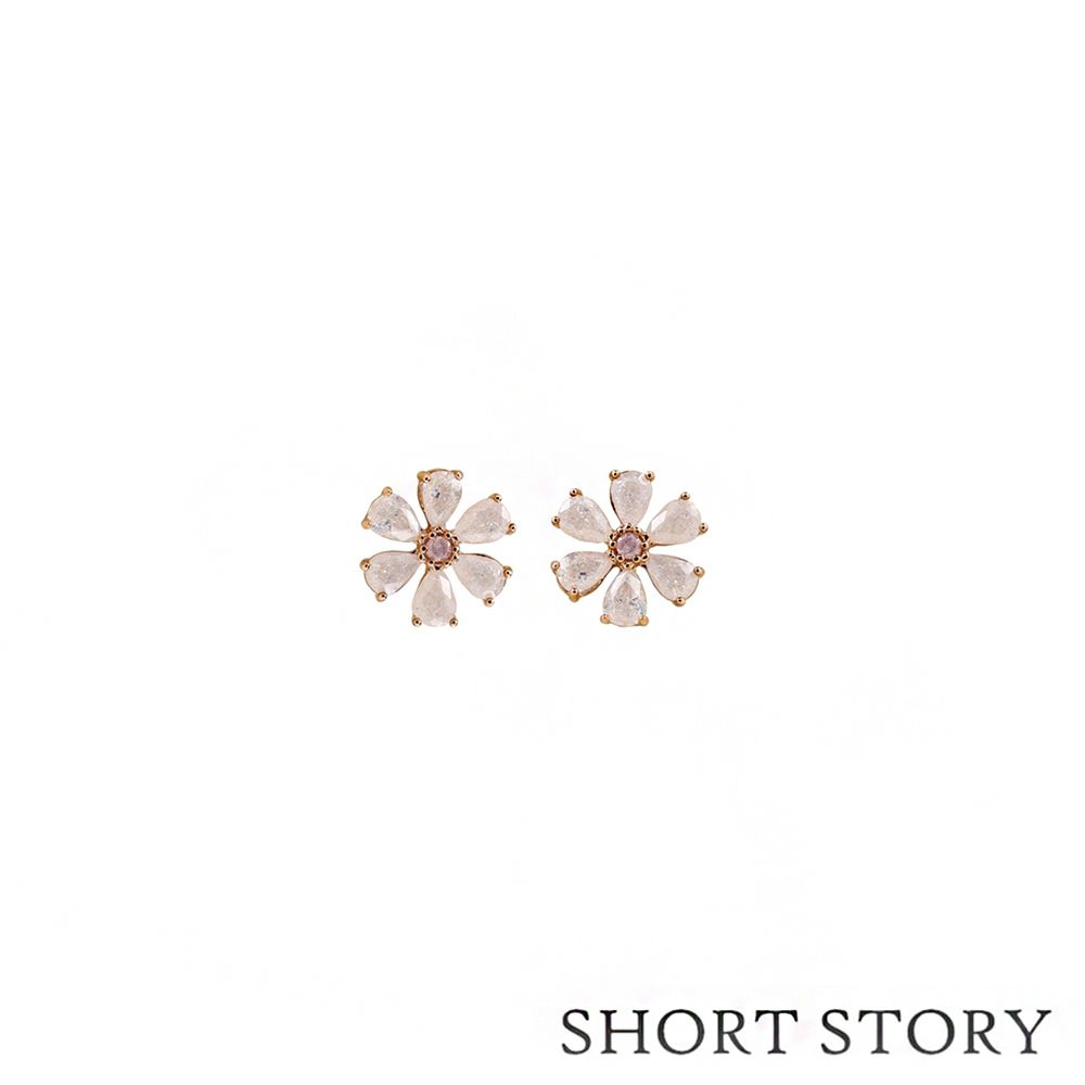 Short Story 綻放花朵鍍玫瑰金耳環
