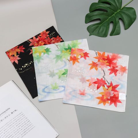 京都手帕 -大正浪漫系列-楓葉(紅/黑)