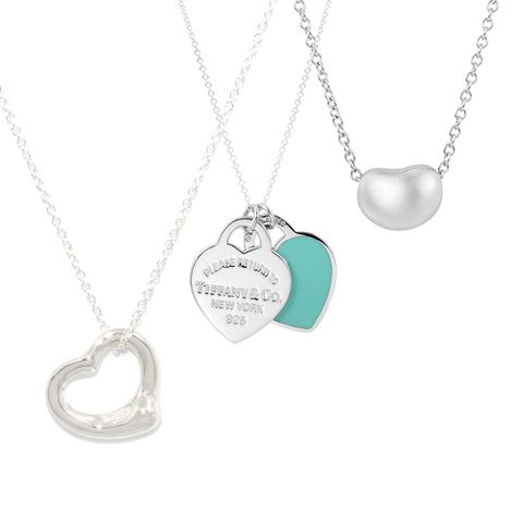 Tiffany & Co. 蒂芙尼 經典優雅雙心/鏤空愛心/相思豆 純銀項鍊(多款可選)
