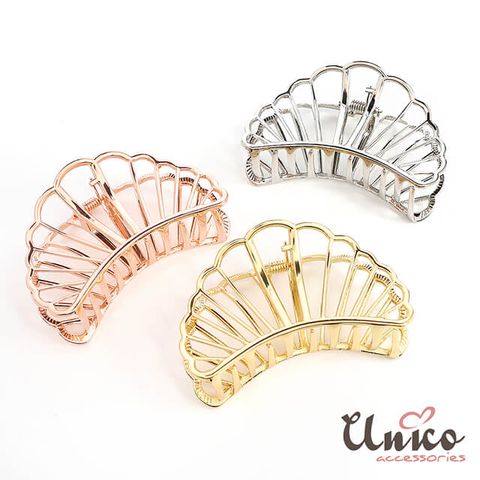 UNICO 扇貝造型質感金屬大號盤髮夾/髮飾
