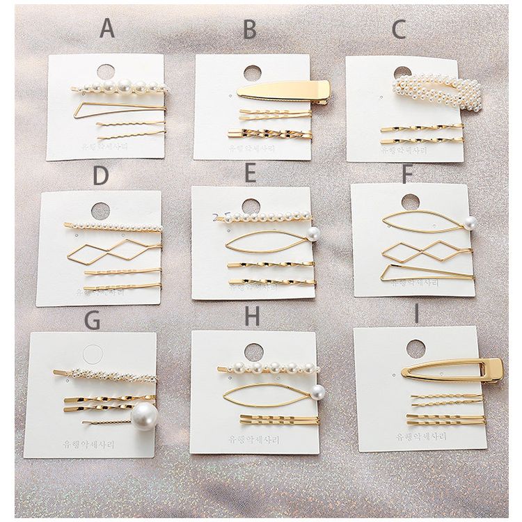  韓版甜美氣質珍珠一字髮夾瀏海邊夾3-4件組 42-10029【小品館】