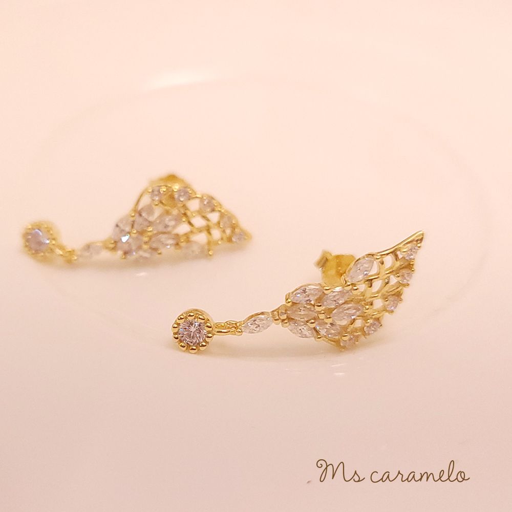 Ms caramelo 焦糖小姐 天使的翅膀 鋯石耳環