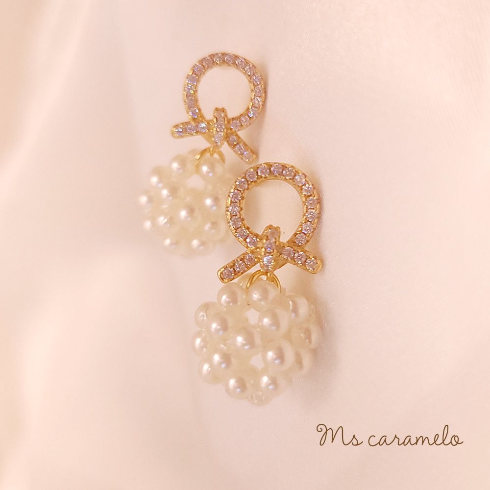 Ms caramelo 焦糖小姐 貝珠球耳環
