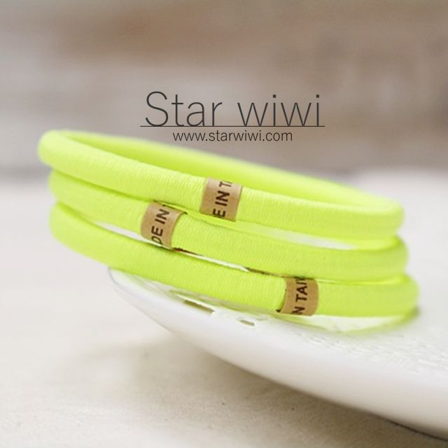 Star wiwi 造型彈性綁髮髮圈《髮飾  髮束》《8入組》《螢光黃色》