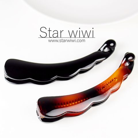 【Star wiwi】優雅時尚造型大香蕉夾《2入組》《黑色 / 琥珀棕色》 ( 髮飾 髮夾 馬尾夾 )