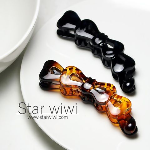 【Star wiwi】浪漫蝴蝶結造型香蕉夾《2入組》《黑色 / 琥珀棕色》( 髮飾 髮夾 馬尾夾 )