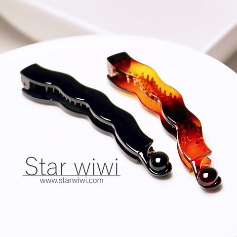 【Star wiwi】經典波浪造型香蕉夾《2入組》《黑色 / 琥珀棕色》 ( 髮飾 髮夾 馬尾夾 )