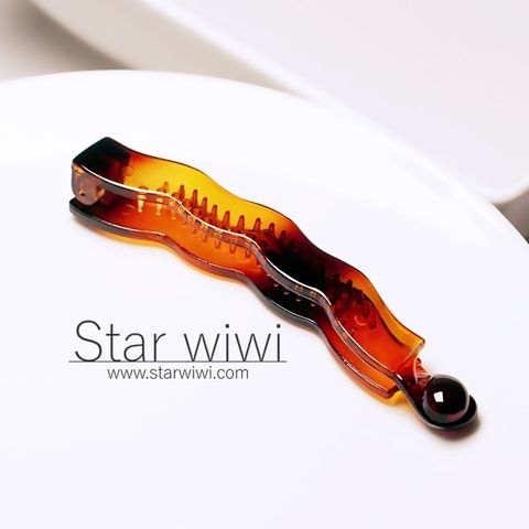 【Star wiwi】經典波浪造型香蕉夾《2入組》《琥珀棕色》 ( 髮飾 髮夾 馬尾夾 )