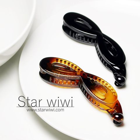 【Star wiwi】時尚蝴蝶結造型香蕉夾《2入組》《黑色 / 琥珀棕色》 ( 髮飾 髮夾 馬尾夾 )