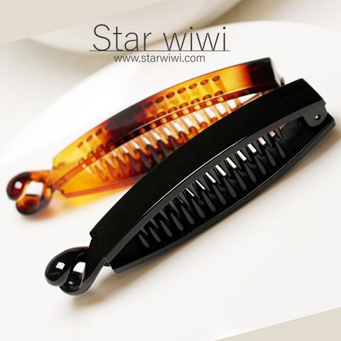 【Star wiwi】簡約時尚造型香蕉夾《2入組》《黑色 / 琥珀棕色》 ( 髮飾 髮夾 馬尾夾 )