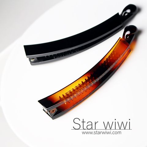 【Star wiwi】時尚風格造型香蕉夾《2入組》《黑色 / 琥珀棕色》 ( 髮飾 髮夾 馬尾夾 )