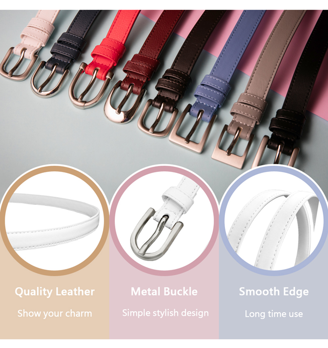Quality LeatherMetal BuckleShow your charmSimple stylish designSmooth EdgeLong time use