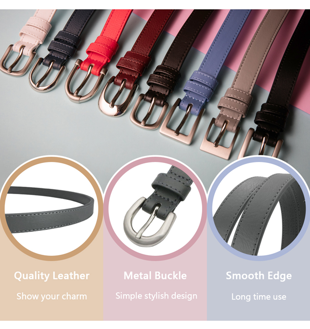 Quality LeatherMetal BuckleSmooth EdgeShow your charmSimple stylish designLong time use