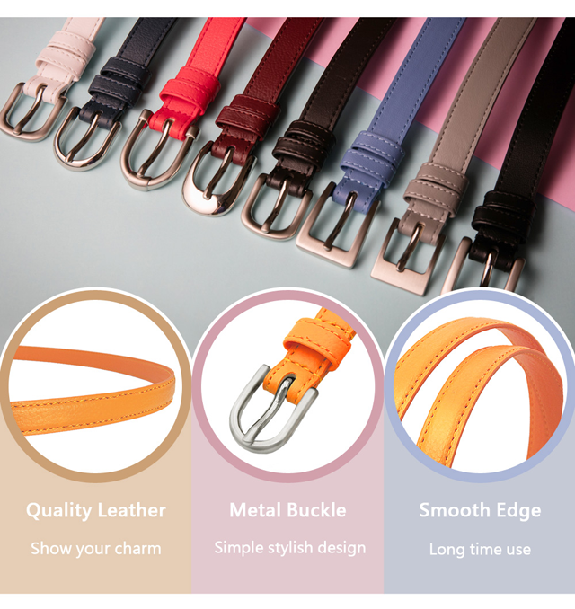 Quality LeatherMetal BuckleSmooth EdgeShow your charmSimple stylish designLong time use