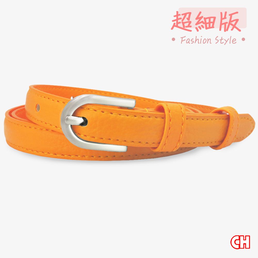 CH-BELT 銓丞皮帶 俏麗色彩造型 新潮超細版女生皮帶腰帶(橘)