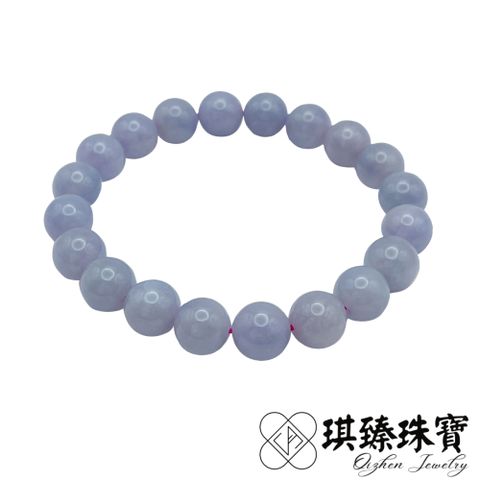 QIZHEN JEWELRY 琪臻珠寶 天然A貨翡翠糯種紫羅蘭圓珠手珠手串(9mm圓珠_紫羅蘭_緬甸玉手串_隨機出貨)