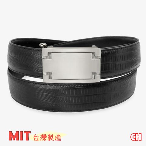 CH-BELT 銓丞皮帶 免打孔內穿式自動皮帶 男紳士休閒皮帶腰帶(黑)