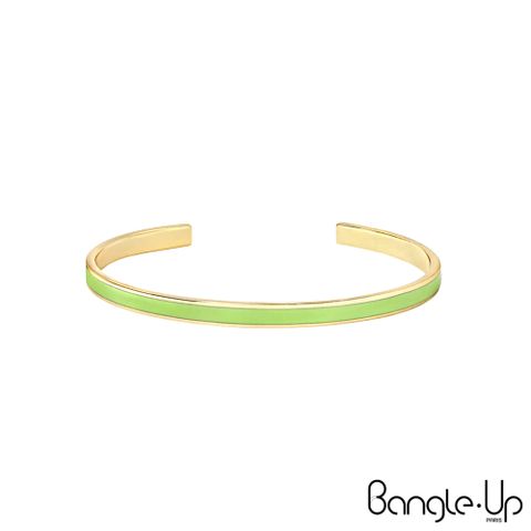 BANGLE UP 【法國 】復古風琺瑯開口鍍金手環-蘋果綠