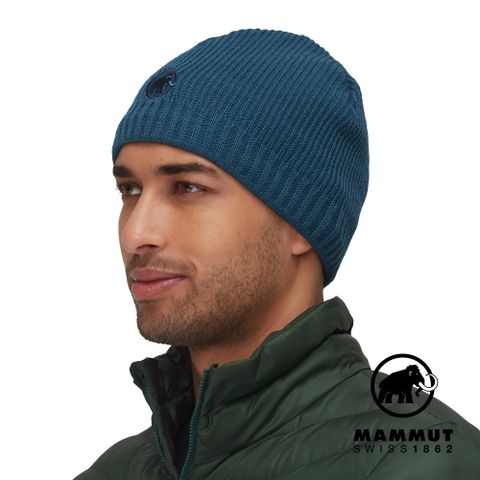 MAMMUT 長毛象 Sublime Beanie 刺繡LOGO保暖羊毛帽 深冰藍 #1191-01542